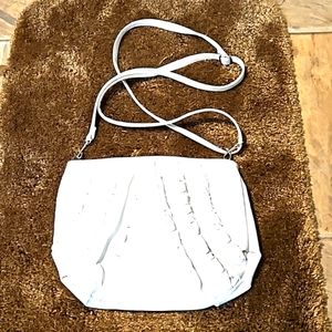90s Candies Easter White Pebbled Leather Ruffle Front Crossbody Dress Purse 12x9